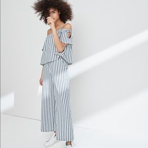 Madewell Striped Cold-Shoulder Jumpsuit